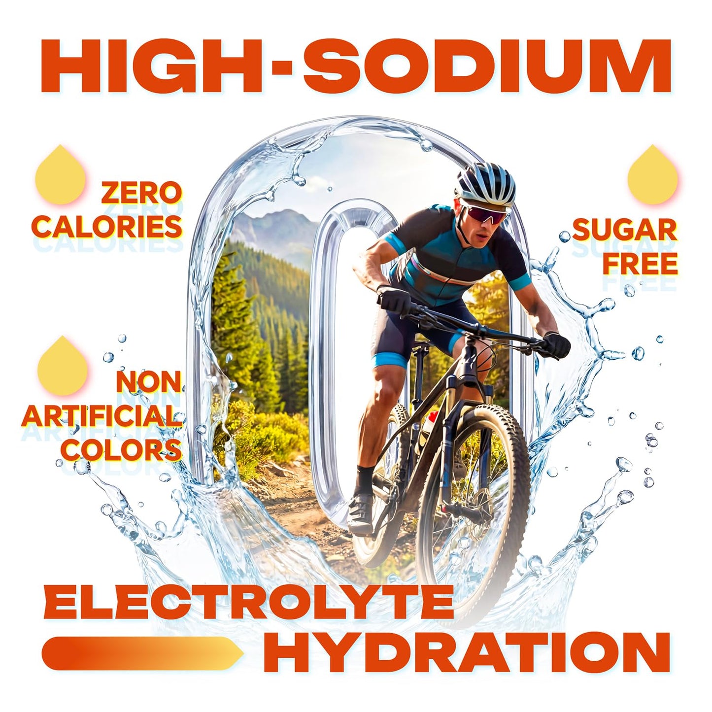 Mynzevirix High Sodium Sugar Free Electrolyte Powder Packets Orange Flavor, 6.35