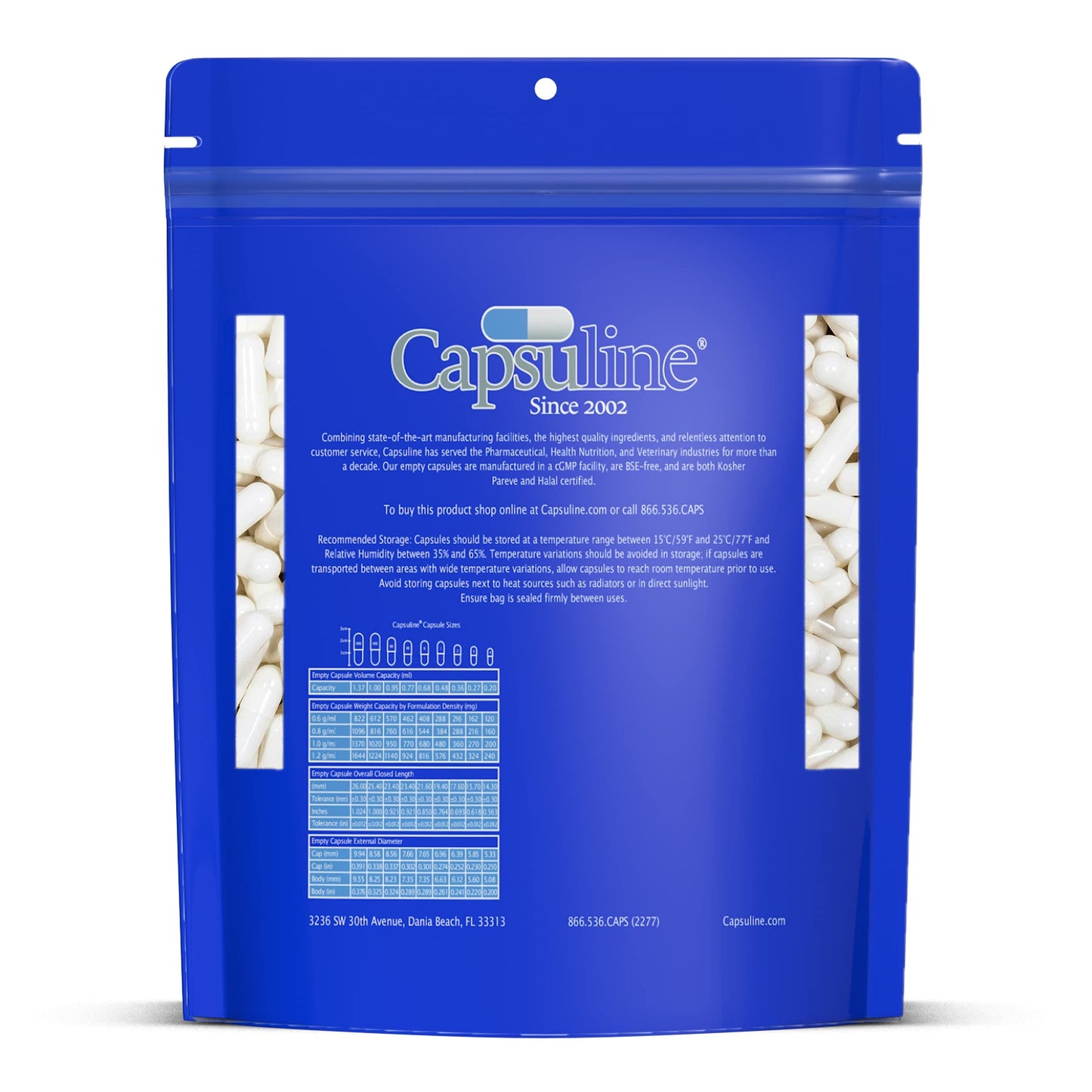 Capsuline Empty Vegan Capsules Size 00, 10,000 Count, White