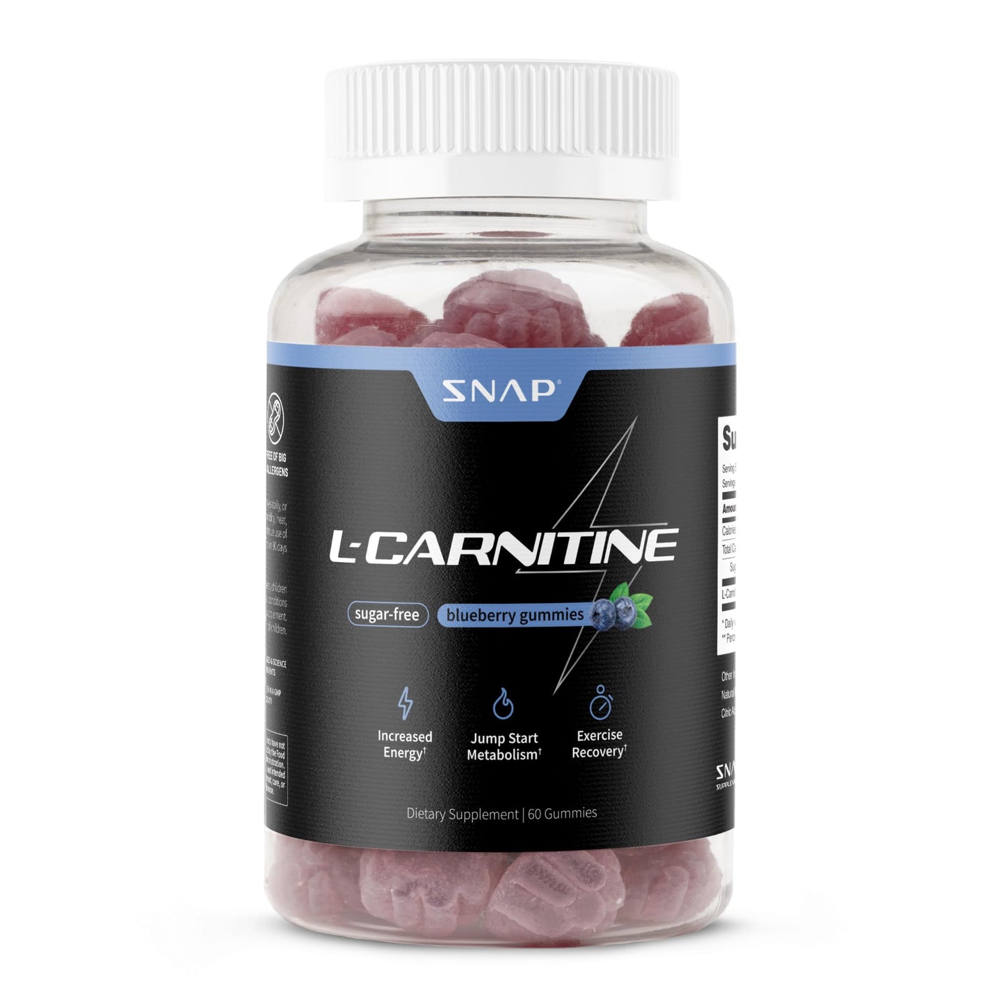 Snap Supplements L-Carnitine Tartrate Gummies, 60 Count