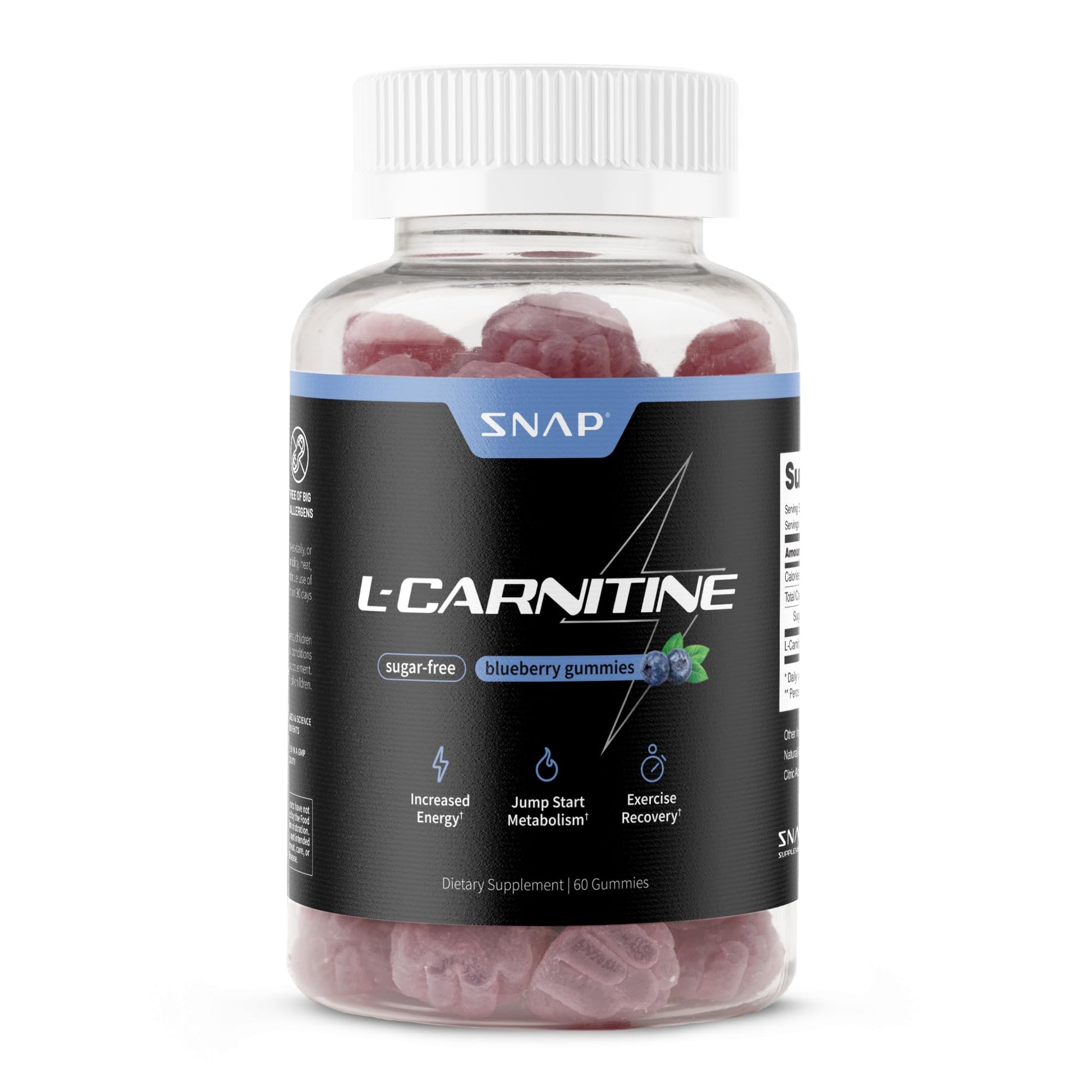 Snap Supplements L-Carnitine Tartrate Gummies, 60 Count
