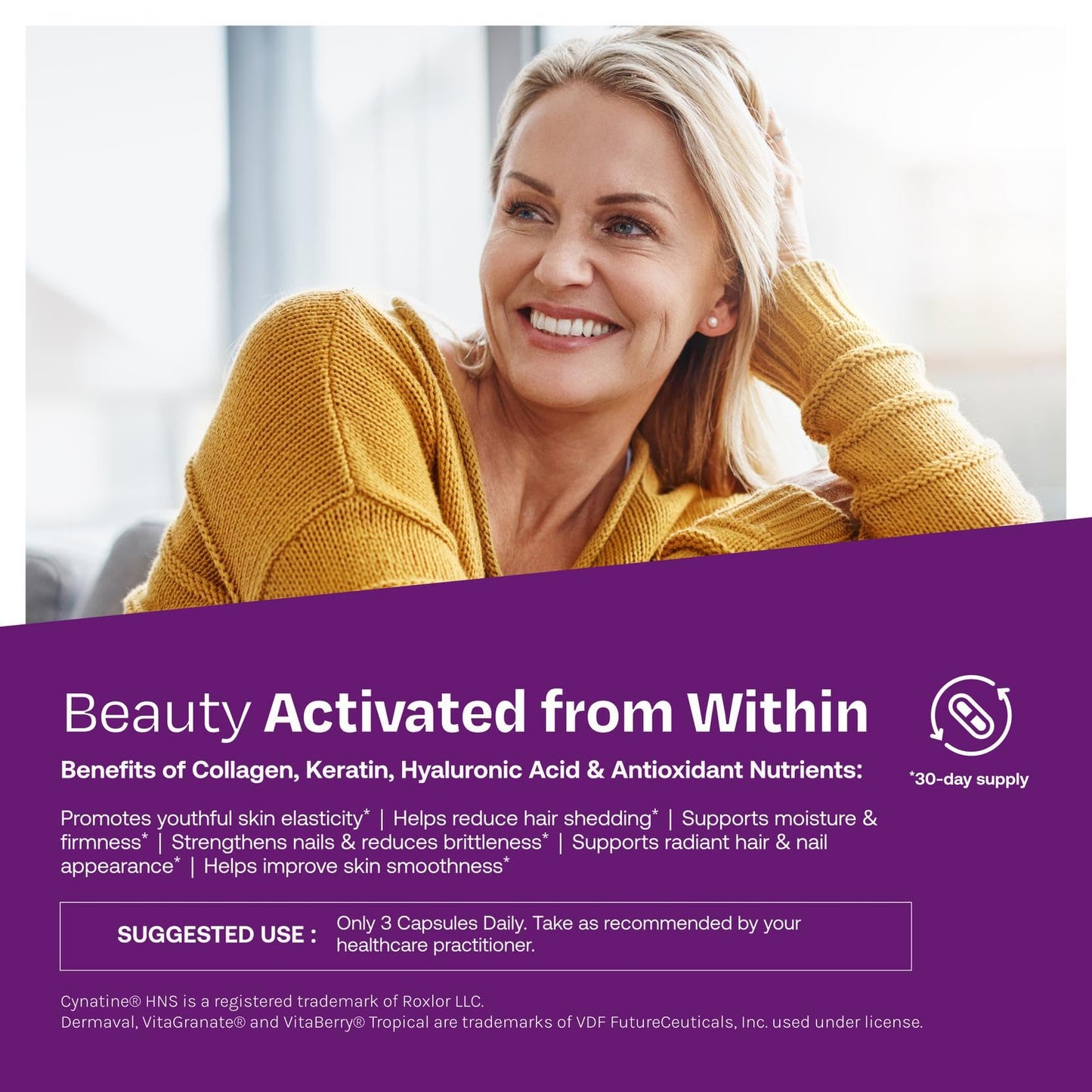 ResVitale Beauty 3 Skin Care Supplement with Collagen, Keratin & Elastin 90 Capsules