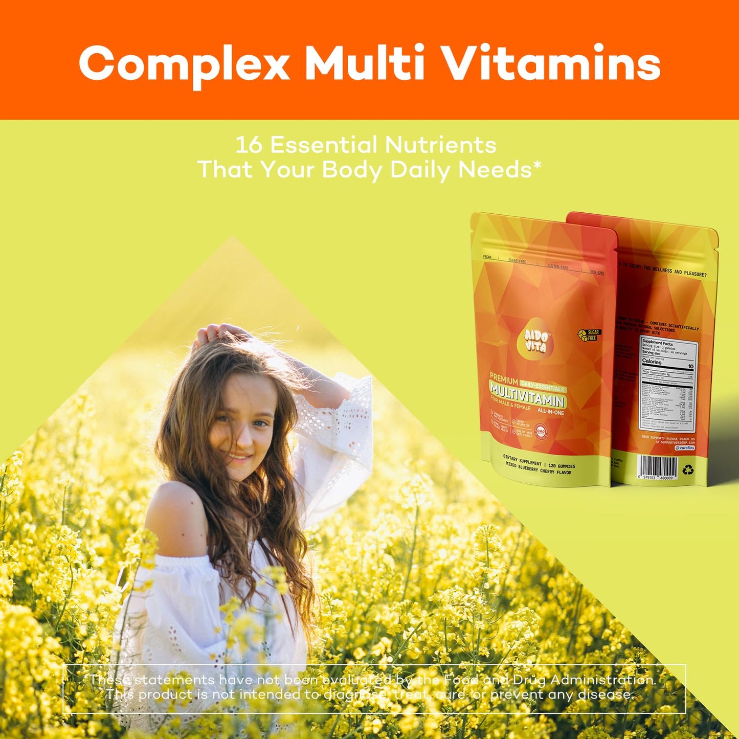 AIDO VITA Premium Multivitamin Gummies for Adults 120 Count