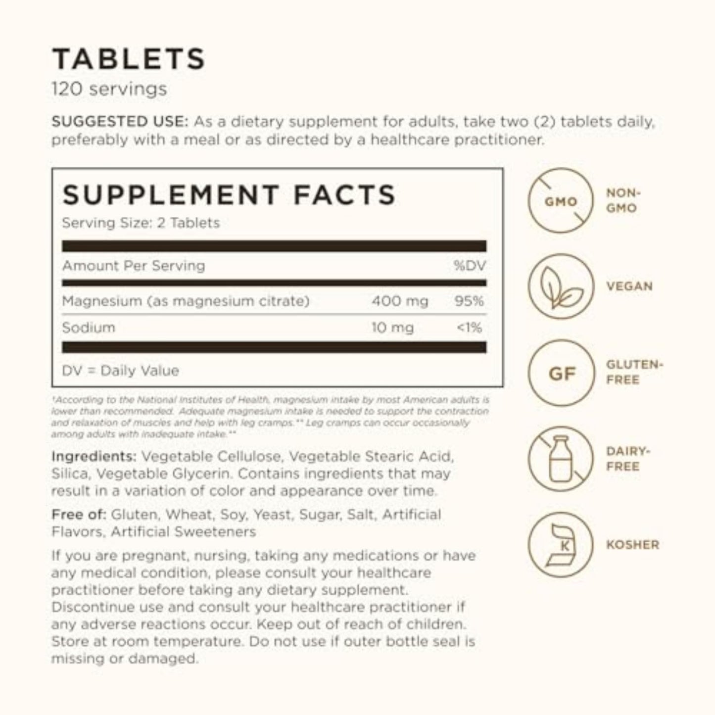 Solgar Magnesium Citrate Tablets 120