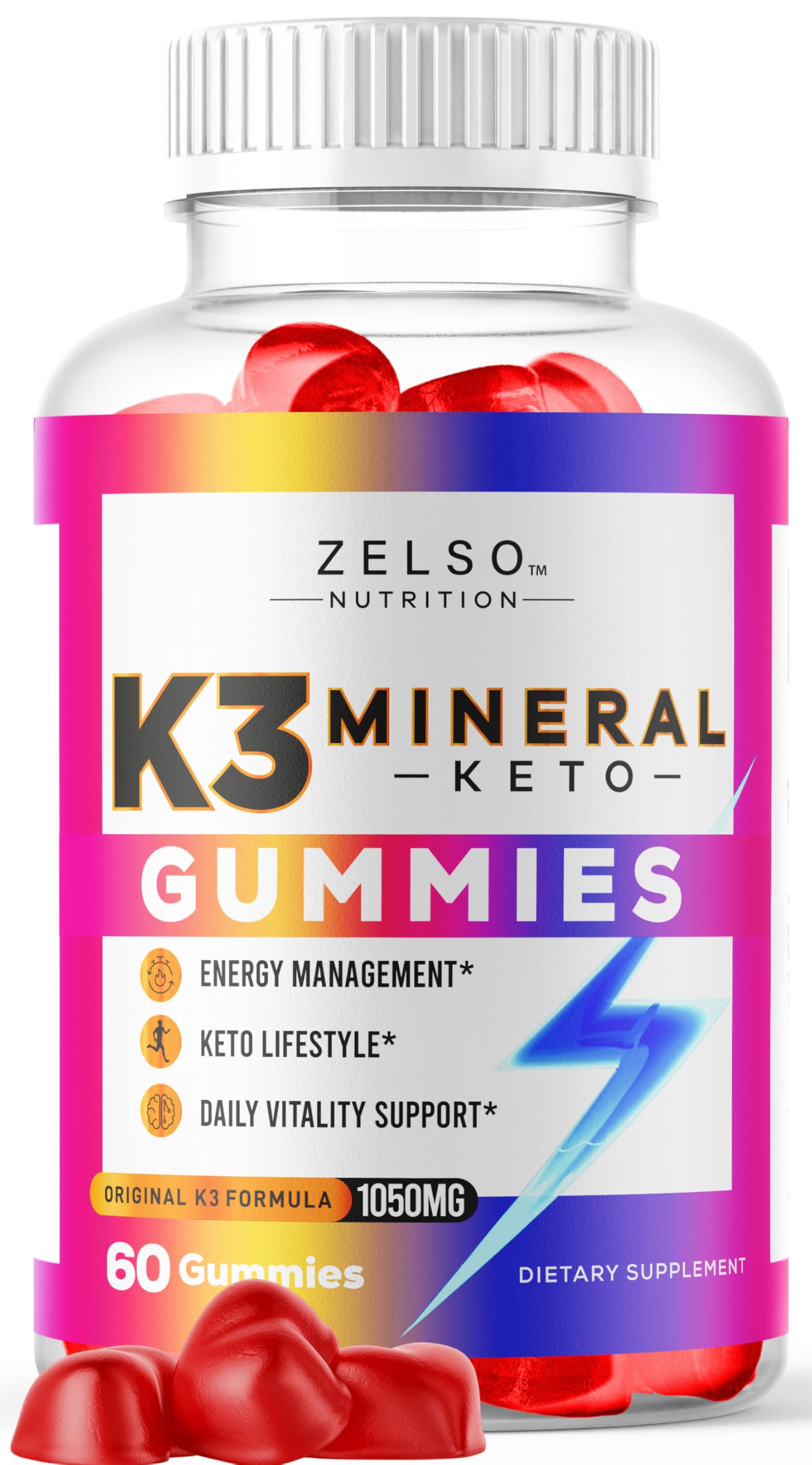 ZELSO K3 Mineral Keto Gummies, 60 Count