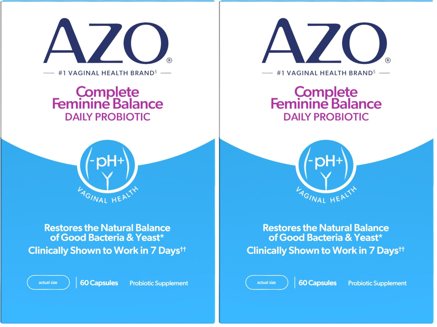 AZO Complete Feminine Balance Daily Vaginal Probiotics for Women, Capsules, 120
