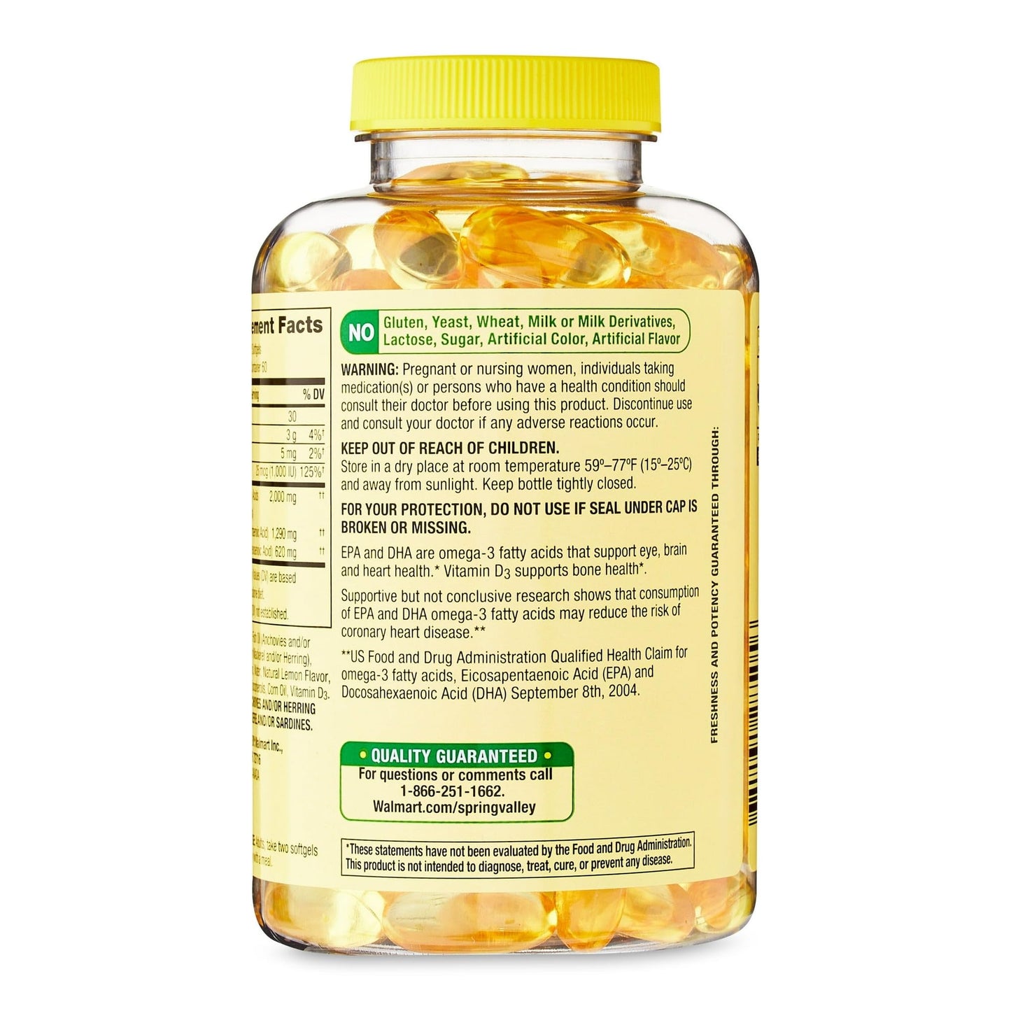 BASKETGOODS Omega-3 Fish Oil 2000 mg Softgels, 120 Count