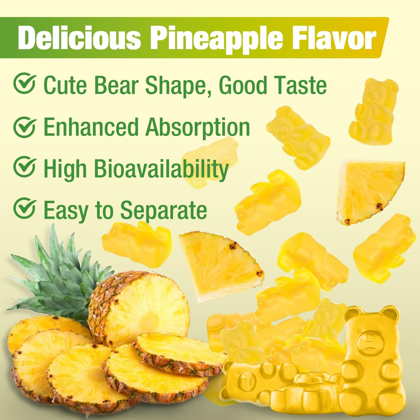 Yikecao Potassium Citrate Gummies 1500mg, Potassium Supplement Gummies for Adults, Women & Men, Sugar-Free Pineapple Flavor, 60 Count Gummies