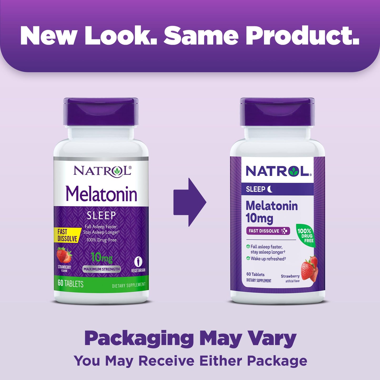 Natrol Melatonin 10mg Strawberry Fast Dissolve Tablets Nighttime Sleep Aid, 160 Tablets