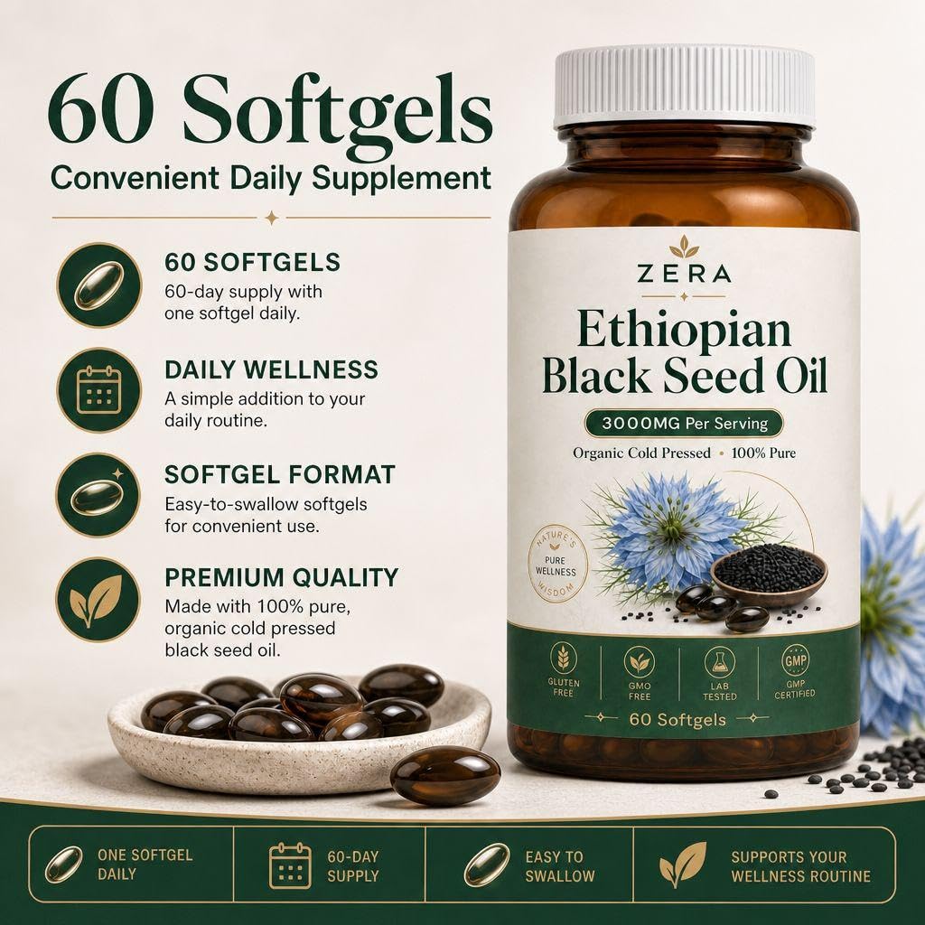 RAWBOLD Zera Ethiopian Black Seed Oil Capsules, 120 Capsules