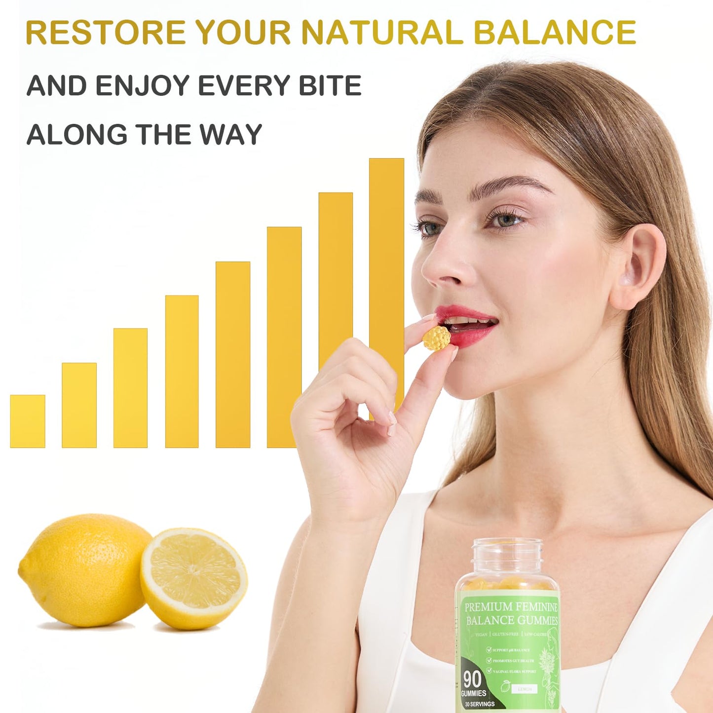 MATOP pH Balance Feminine Gummies for Women - Vaginal Probiotic Lemon Gummy 90 Count