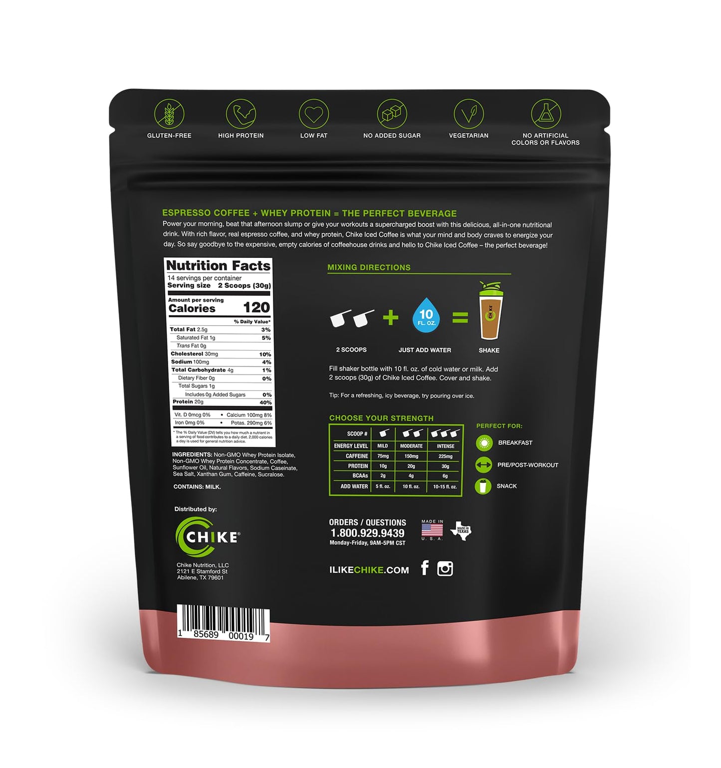 CHIKE Cinnamon High Protein Iced Coffee Powder, 14.8 Ounce