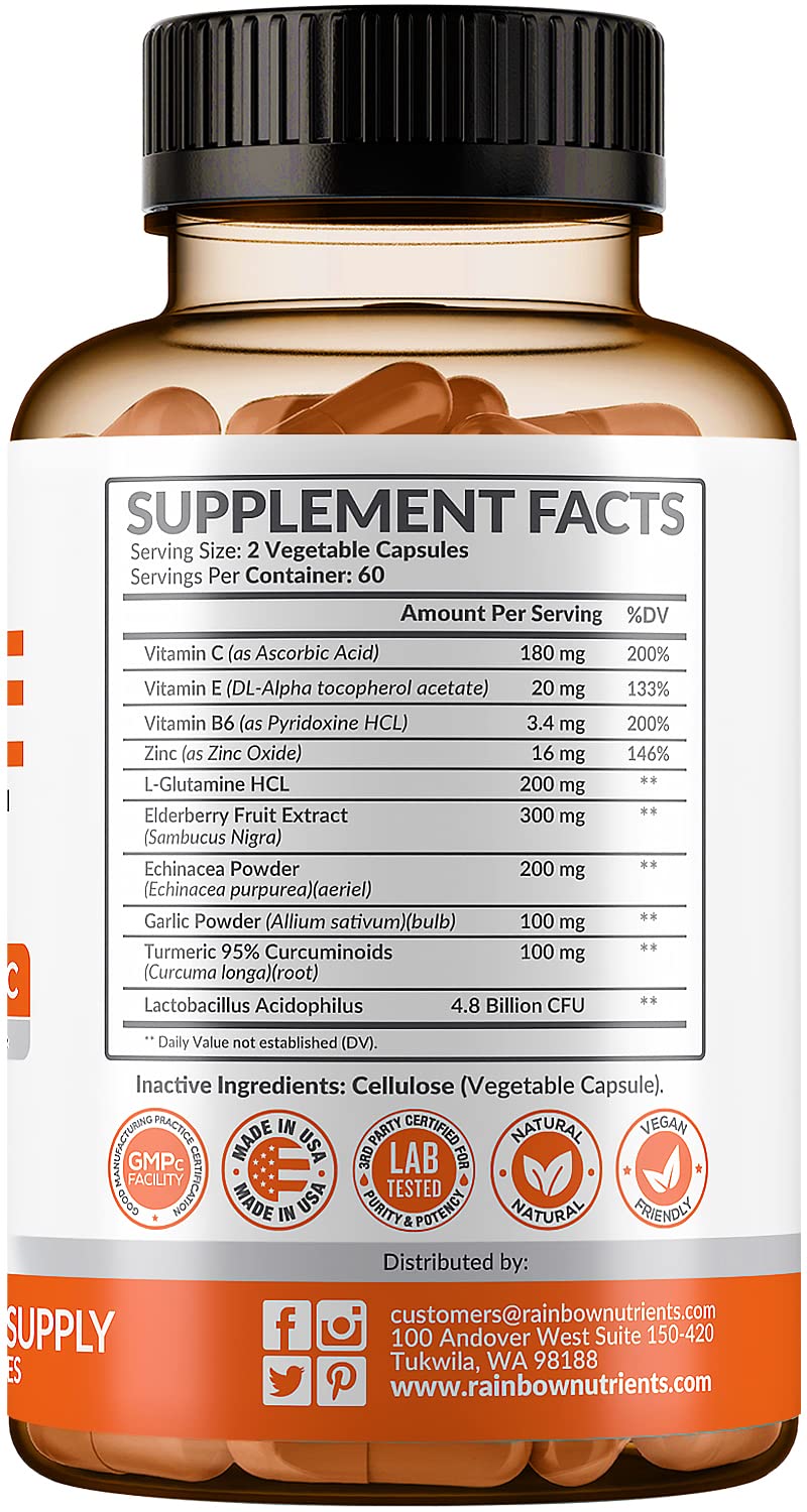 Rainbow Nutrients, LLC 10 in 1 Immune Support Supplement Capsules 120