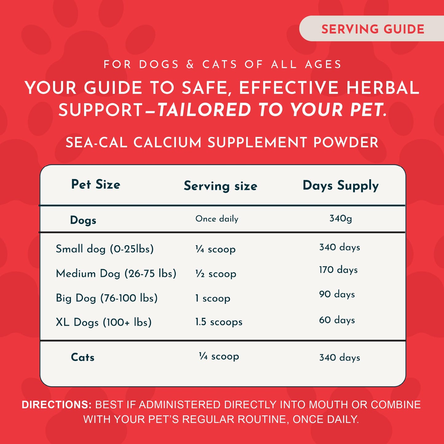 Animal Essentials Seaweed Calcium Supplement for Dogs & Cats, Powder, 24-Count