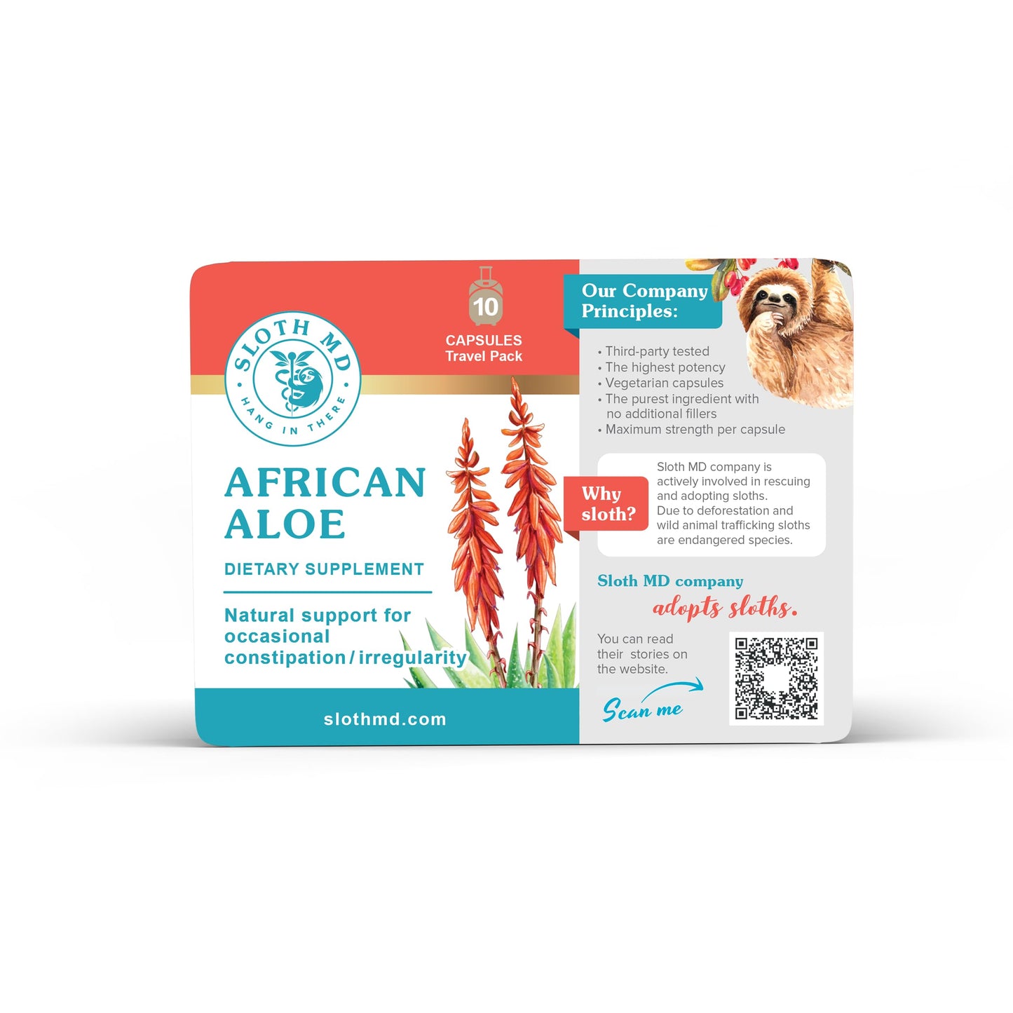 SLOTH MD African Aloe Ferox Supplement Capsules – 500mg High Potency Aloe – 10 Veggie Caps