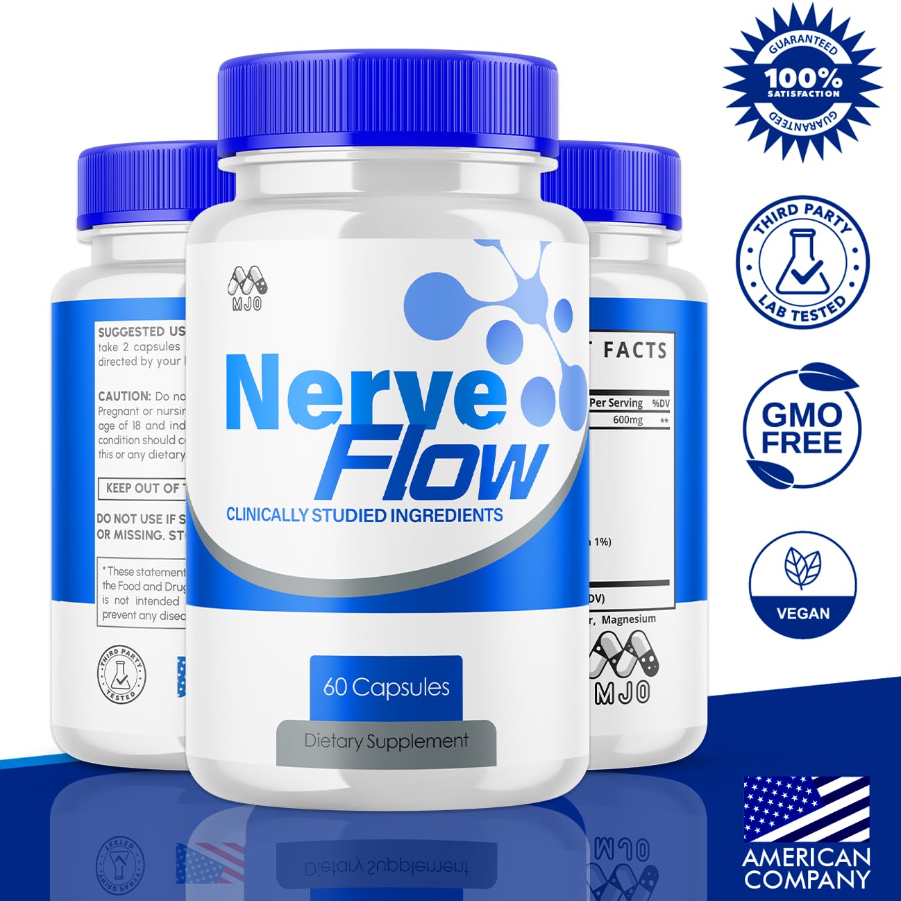 MJO Nerve Flow Nerve Support, 60 Capsules