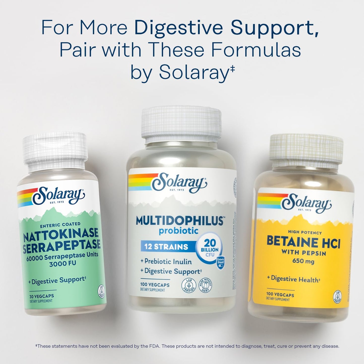 SOLARAY Nattokinase Serrapeptase Supplement Capsules 30
