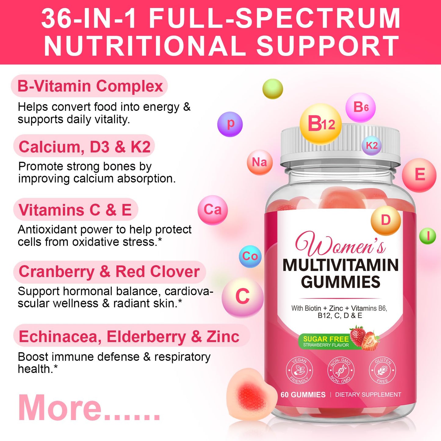 Vceeoy Multivitamin for Women, 60 Gummies