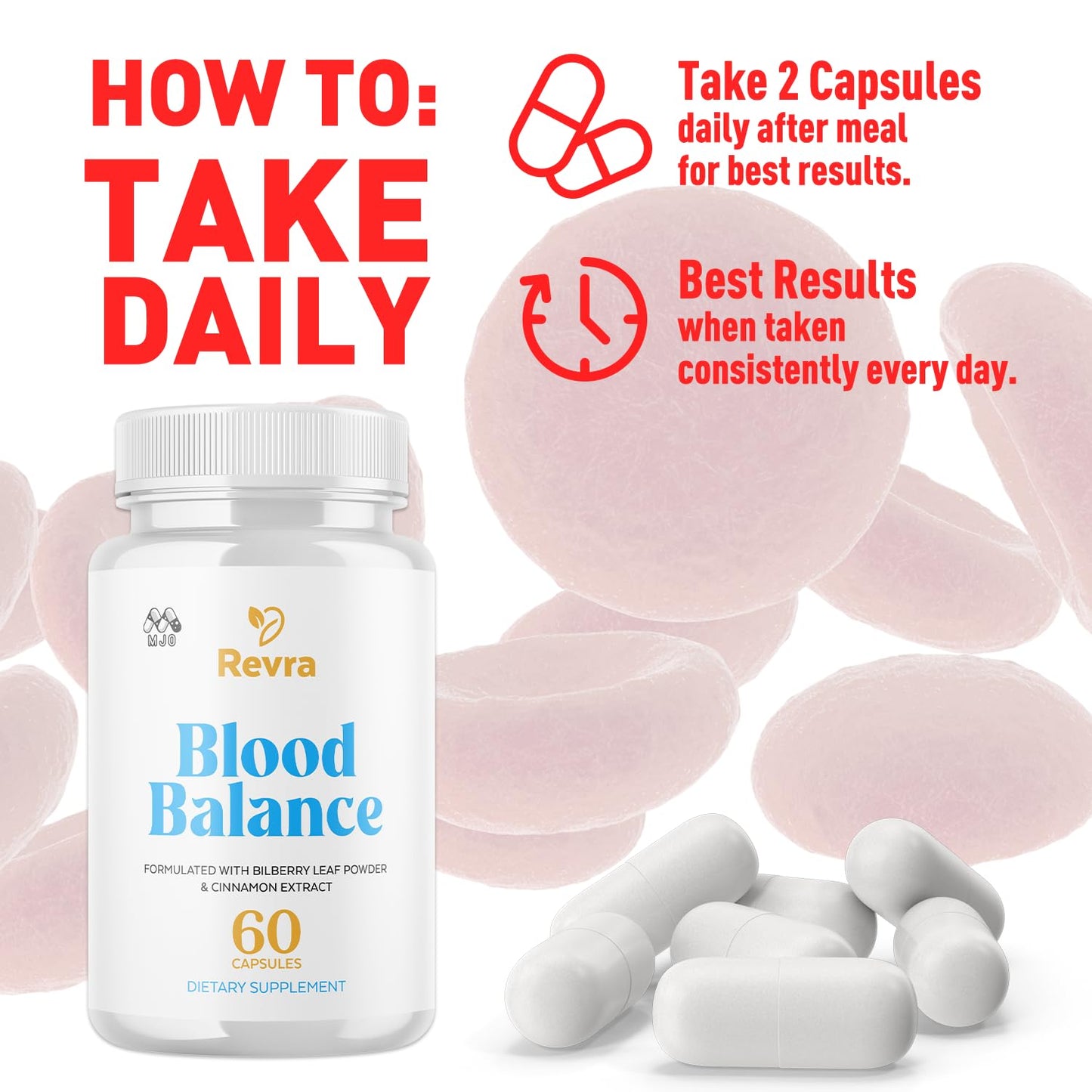 MJO Revra Blood Health & Balance Support Capsules 60 Count