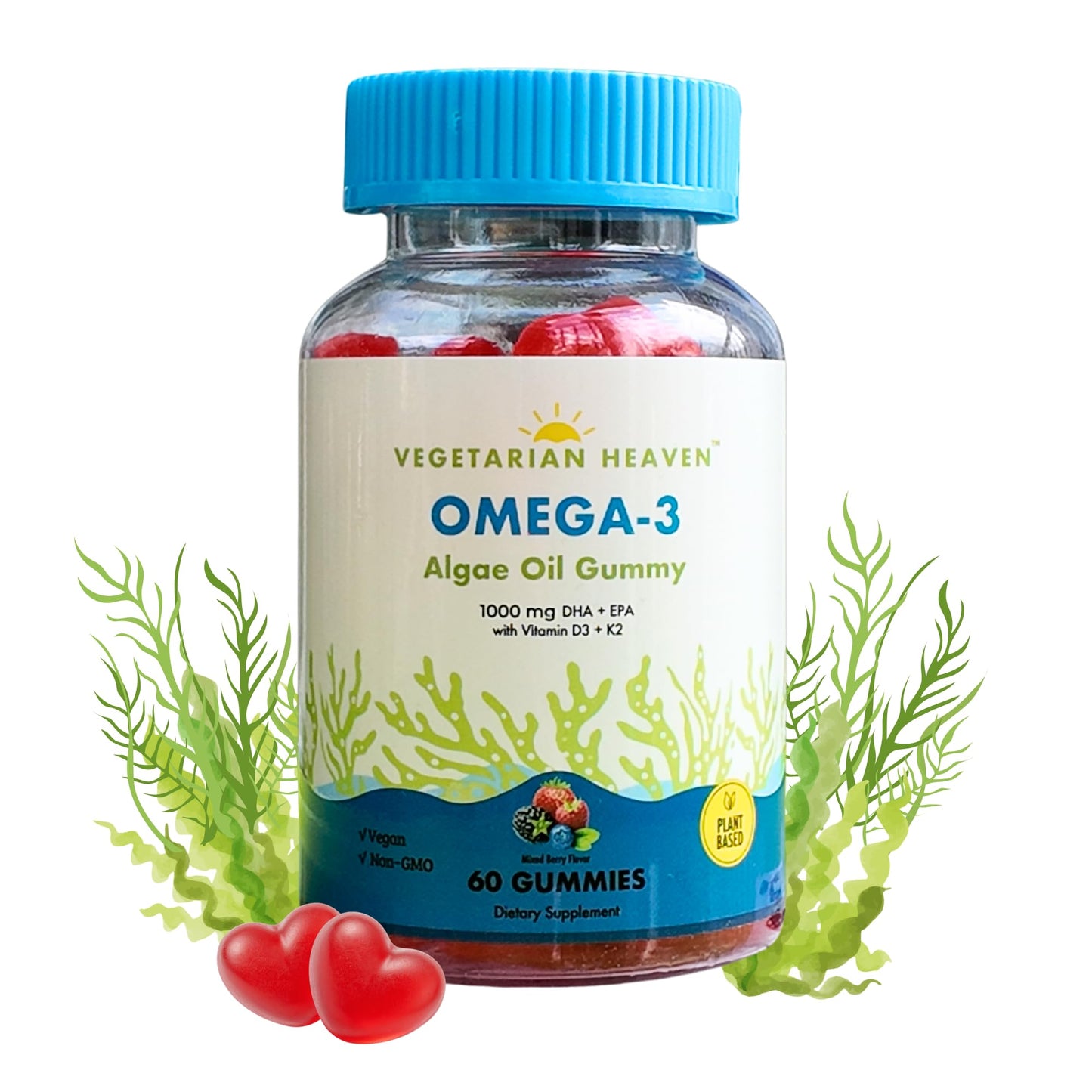 Vegetarian Heaven Omega-3 Algae Oil Gummies 60 Count