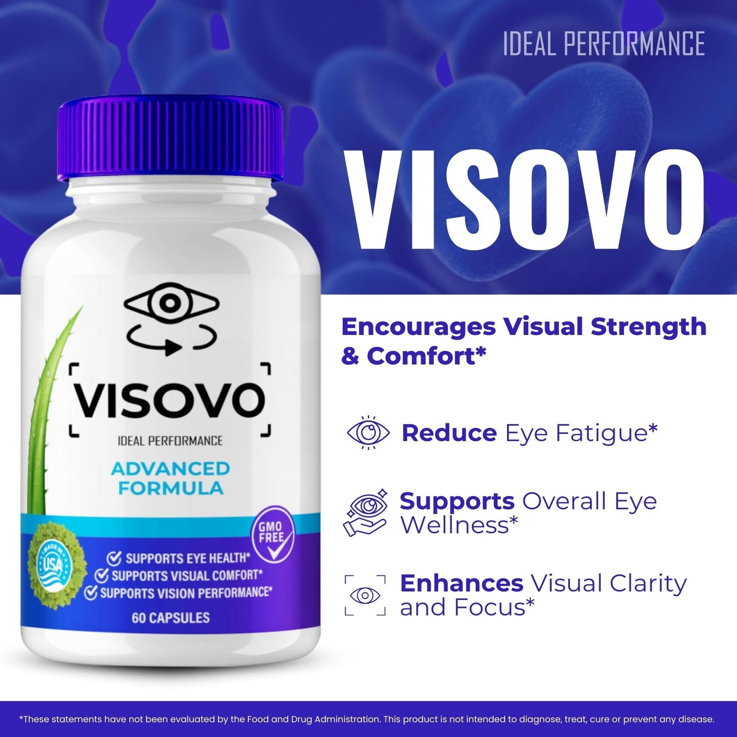 IDEAL PERFORMANCE Visovo Eye Health Supplement Capsules, 180 Capsules