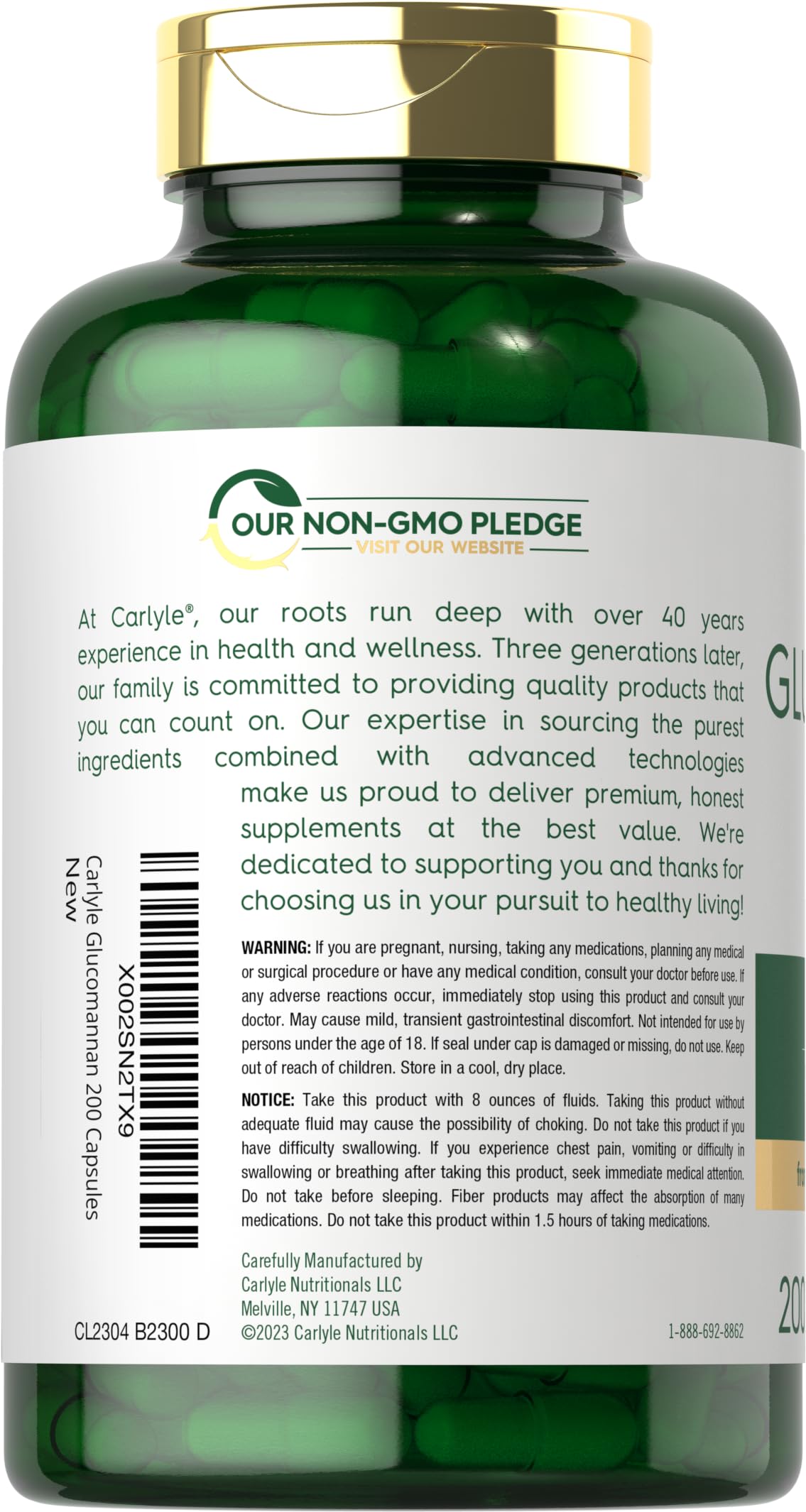 Carlyle Glucomannan Capsules, 200 Count