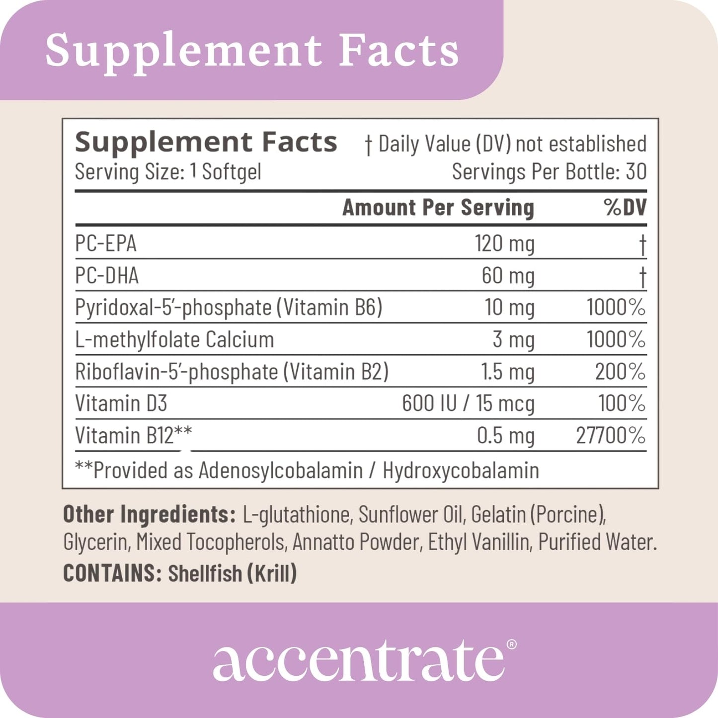 Accentrate Brain Supplement for Kids Natural Focus & Attention Softgels, 30 Count