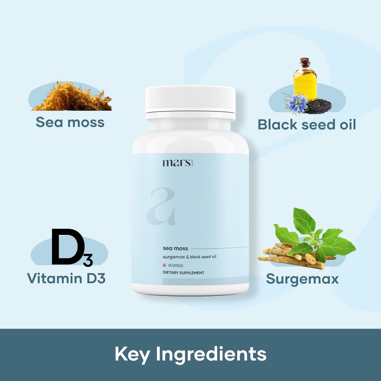 mars by GHC Mars Sea Moss Caps Surge Natural (60N) Capsule 1