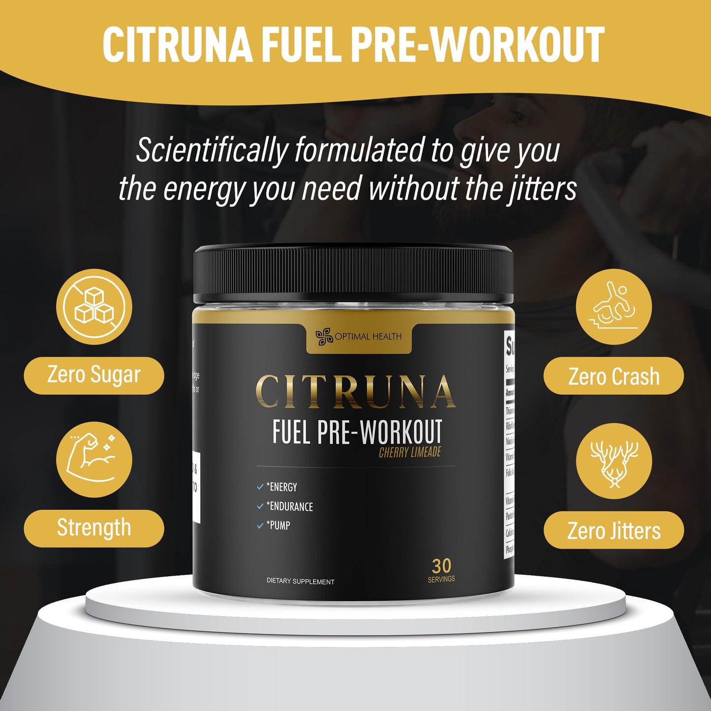 Citruna Fuel Pre Workout Mix and Energy Supplement Powder 6.35 Ounce