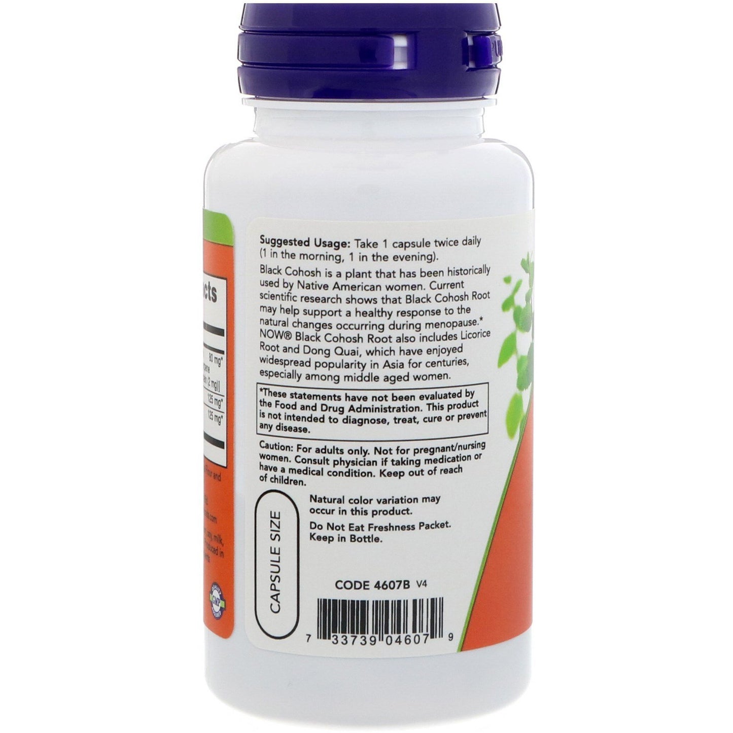 NOW Foods Black Cohosh 80 mg Capsule, 90 Count