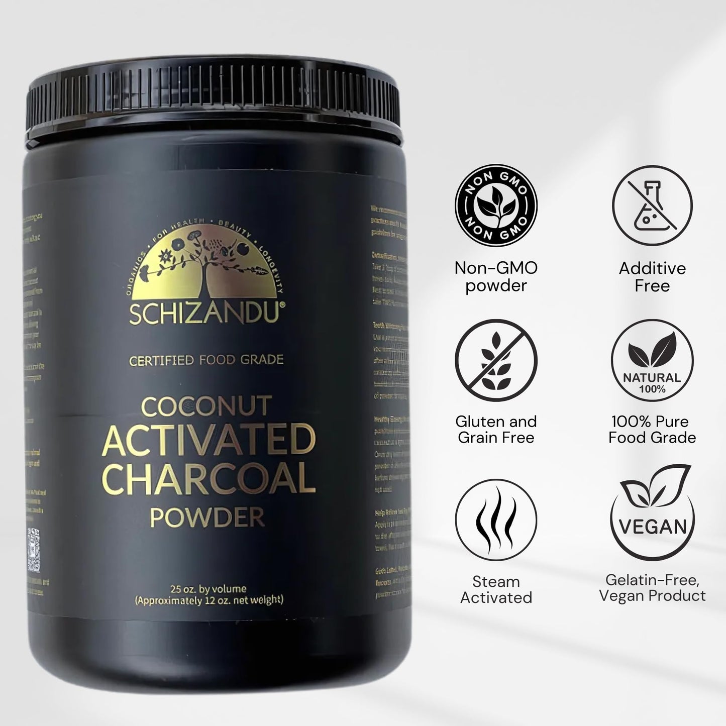 Schizandu Organic Activated Charcoal Powder, 75 oz, Pack of 3
