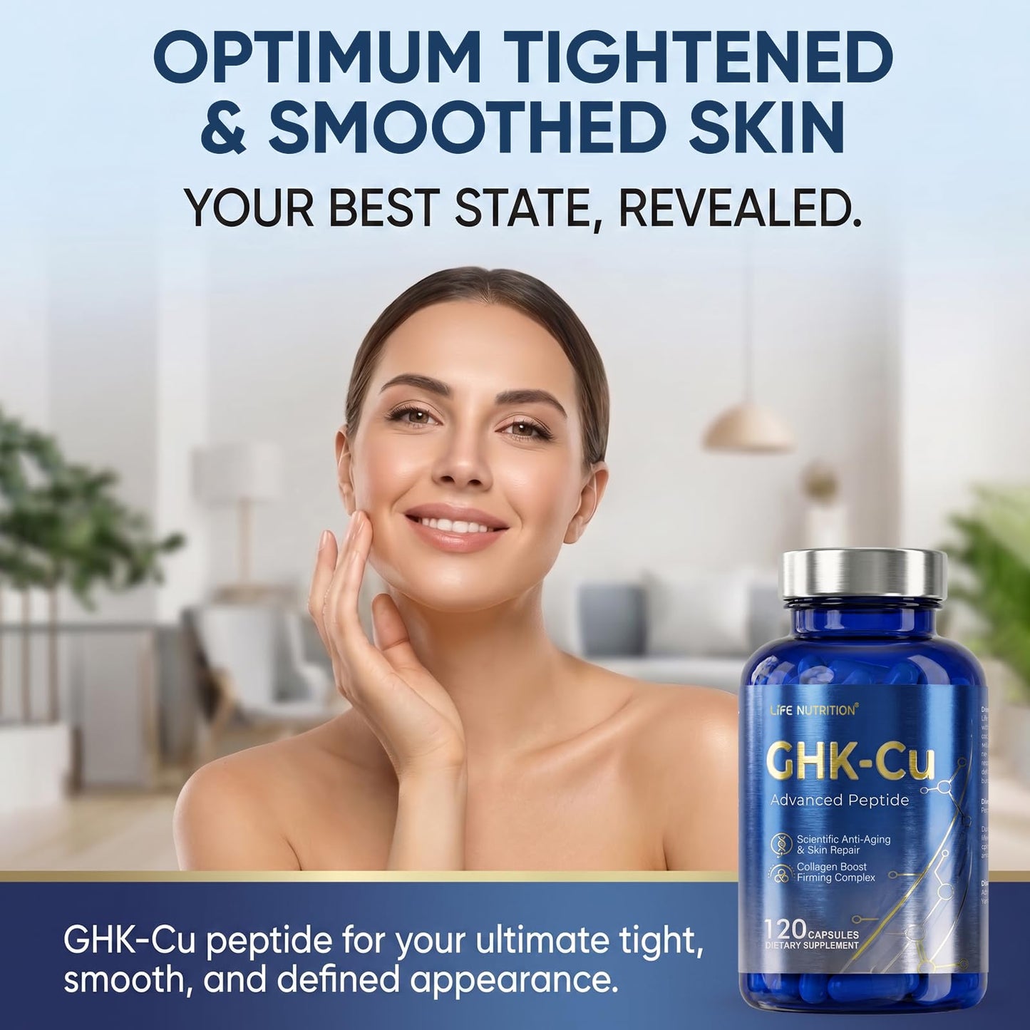 Life Nutrition GHK-Cu Copper Peptide Supplement Capsules 120