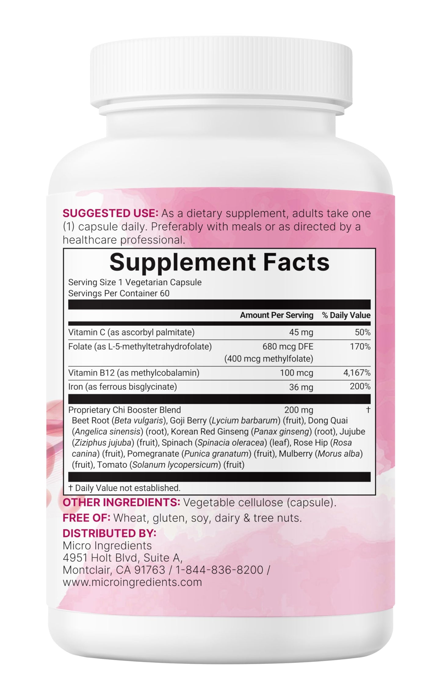 Micro Ingredients Blood Booster+ Iron Supplement Capsule 60 Count