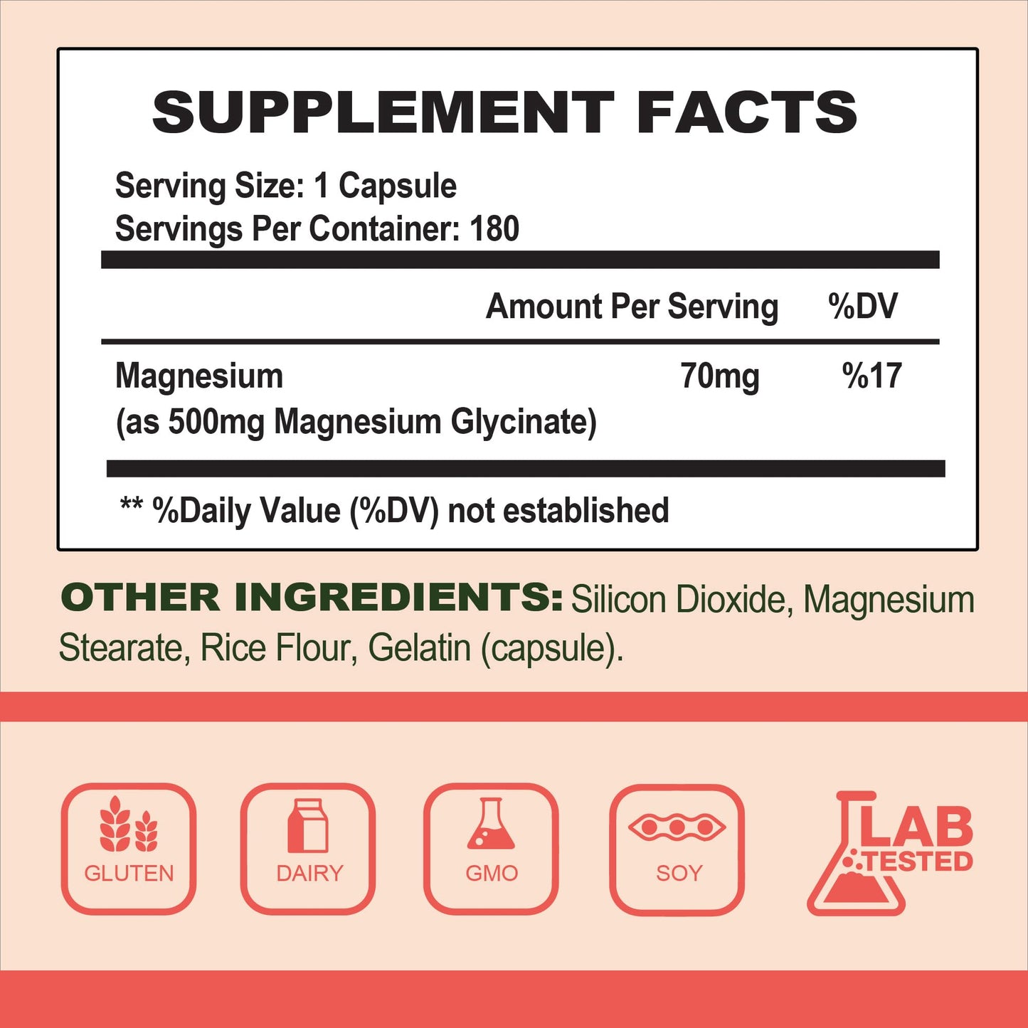 Nature4U Magnesium Glycinate 500mg, 100% Chelate for High Absorption Magnesium Supplement for Sleep, Muscle, Heart, Never and Bone Support, 180 Capsules