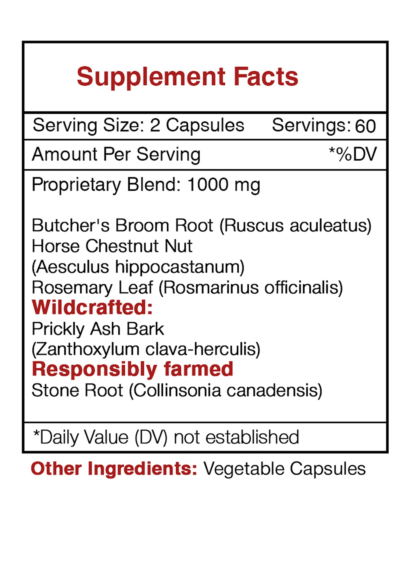 Secrets of the Tribe Vein Secret, Vein Tonnig Formula, Herbal Supplement Blend 120 Capsules