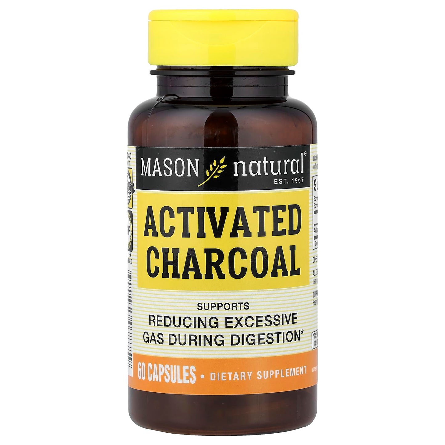 Mason Natural Activated Digestive Aid Vegetable Charcoal Capsules, 60 Count
