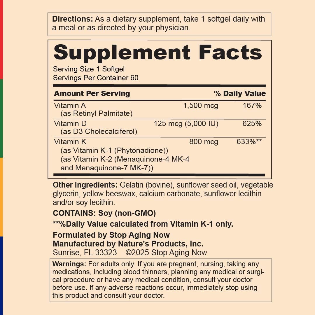 Stop Aging Now Revolution-K Supplement Softgels 60