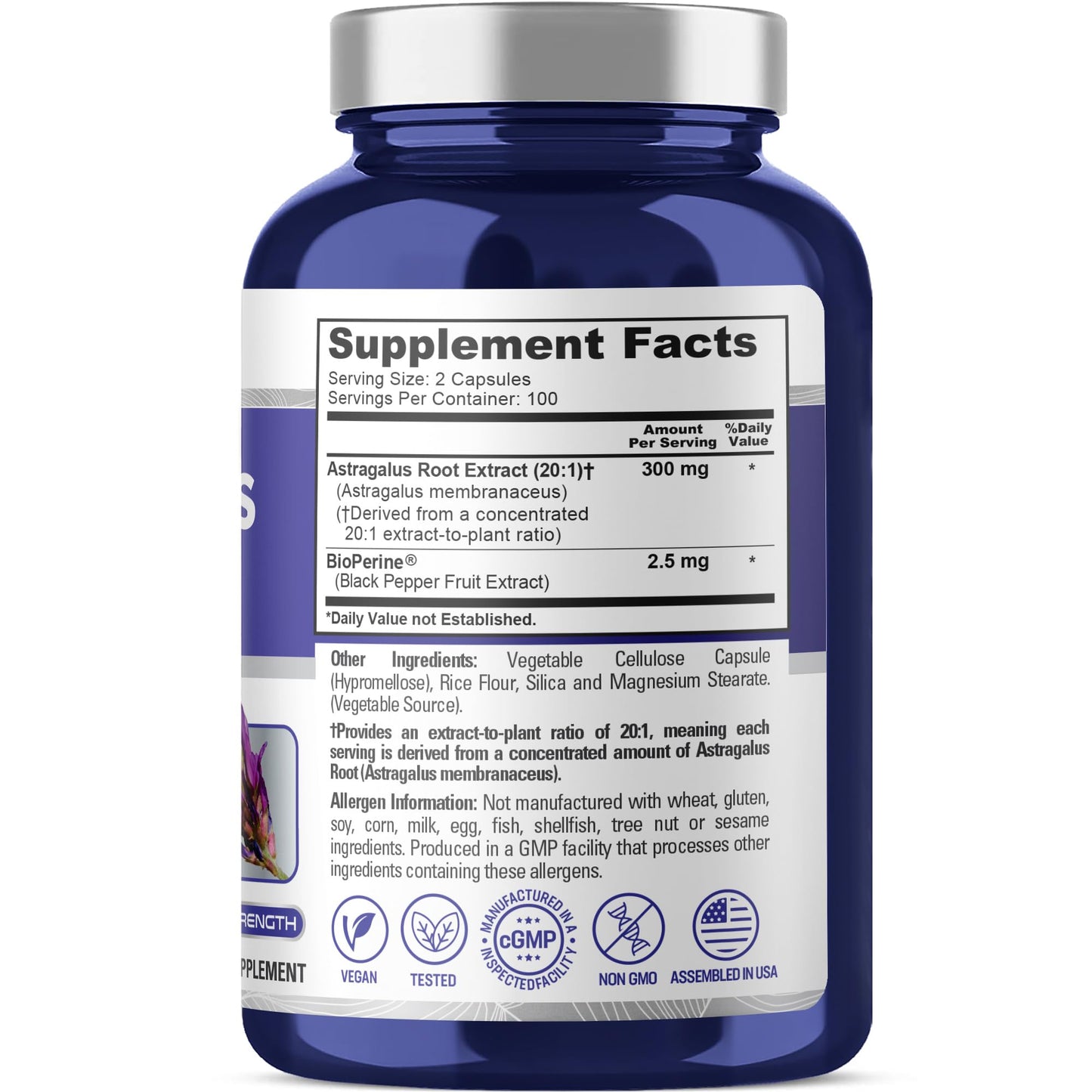 NusaPure Astragalus Capsules 200 Count