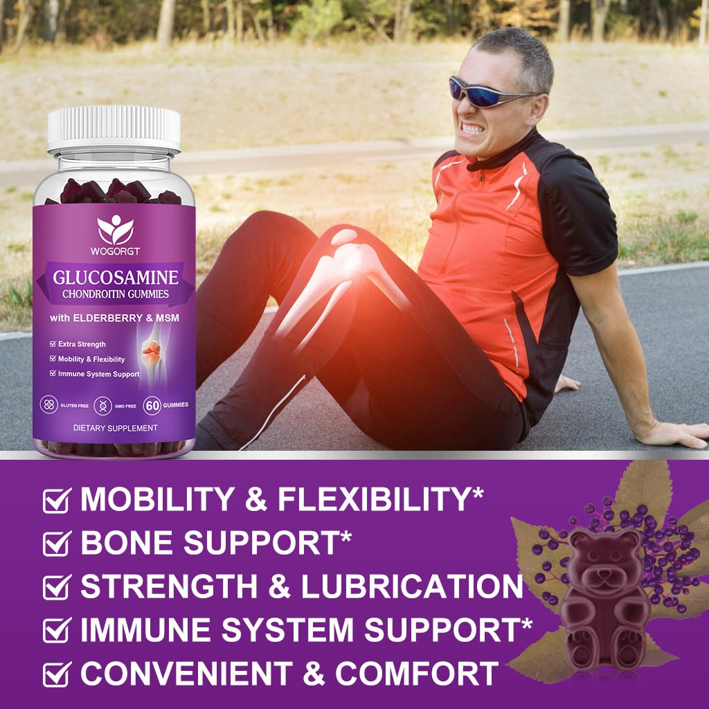 WOGORGT Glucosamine Chondroitin Gummies with MSM, 120 Gummies