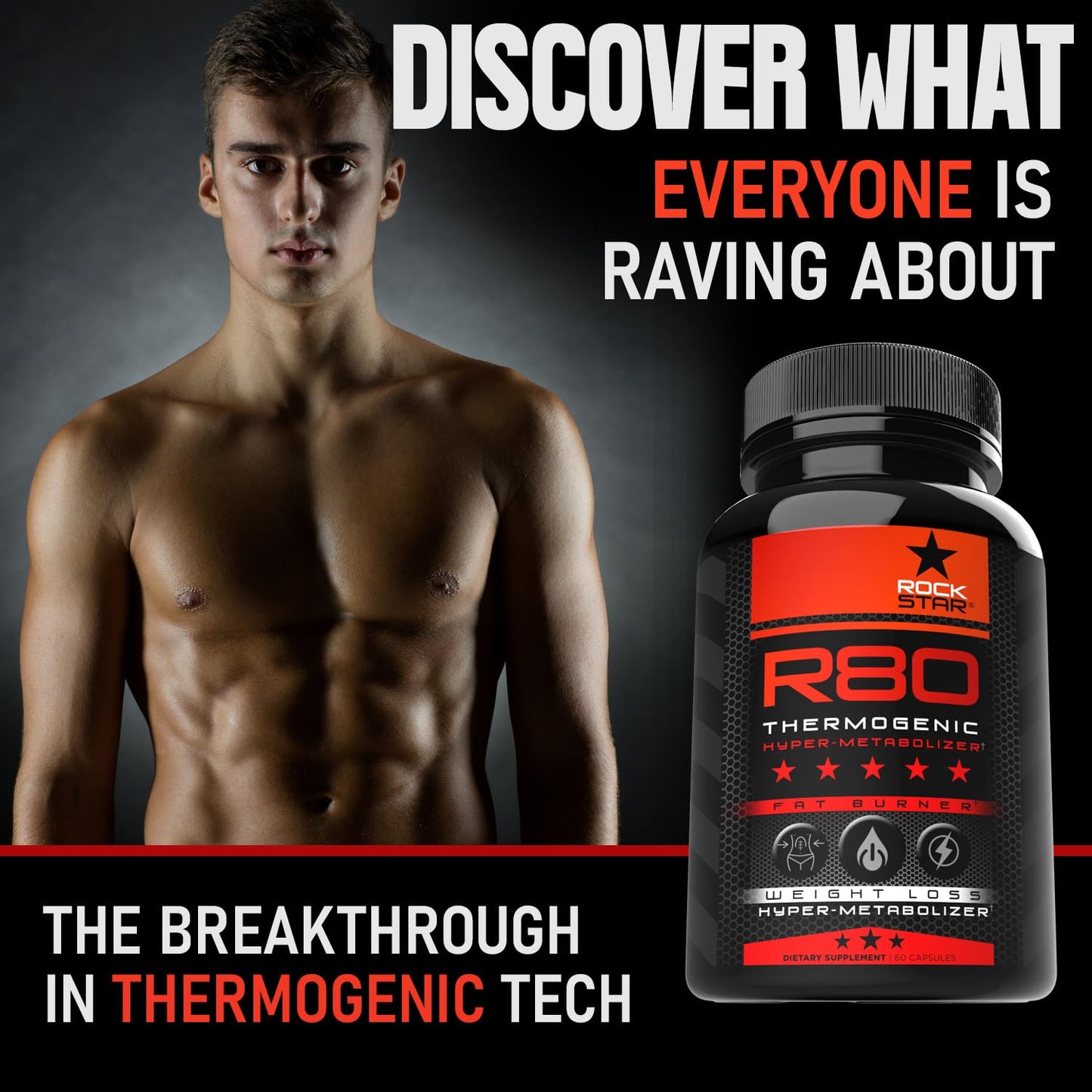 Rockstar R80 Extreme Thermogenic Hyper-Metabolizer Fat Burner Capsule, 60 Count