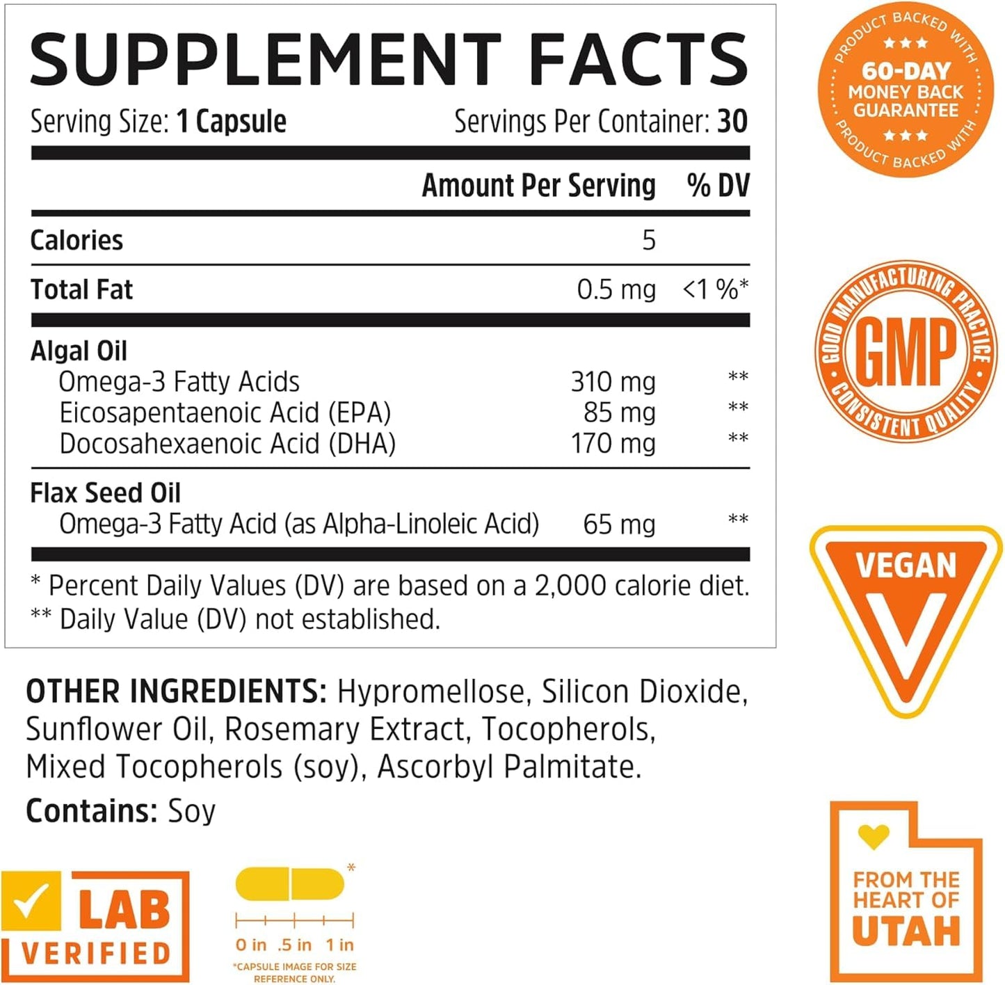 Zhou Plant-Based Omegas Vegan Omega-3 Supplement 30 Capsules