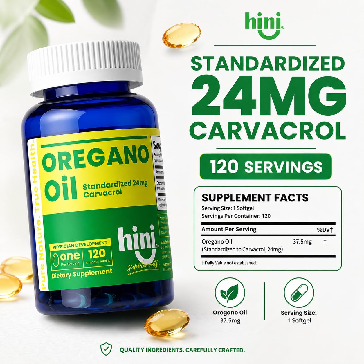 HINI Oregano Oil Softgels, 120 Servings