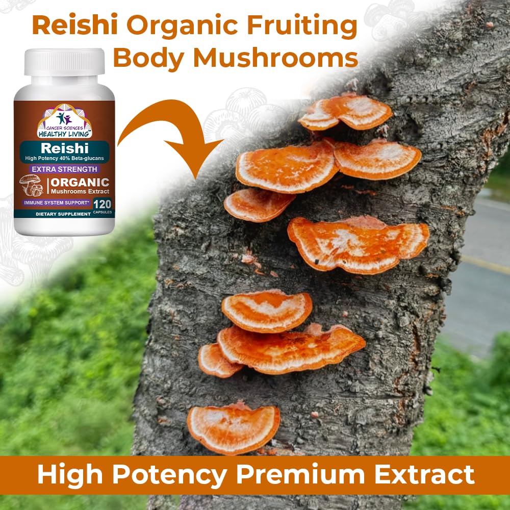 Cancer Sciences Healthy Living Reishi Wellness Mushroom Supplement Capsules 120