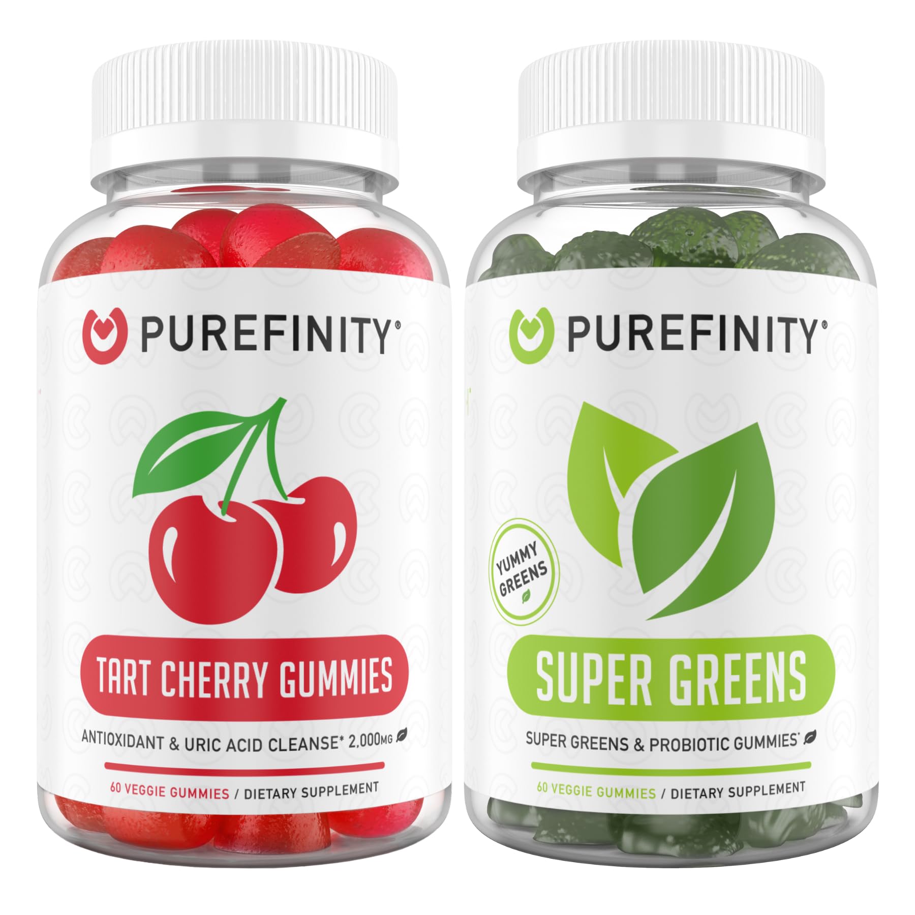 PUREFINITY Tart Cherry and Super Greens Gummies Bundle, 2 Pack