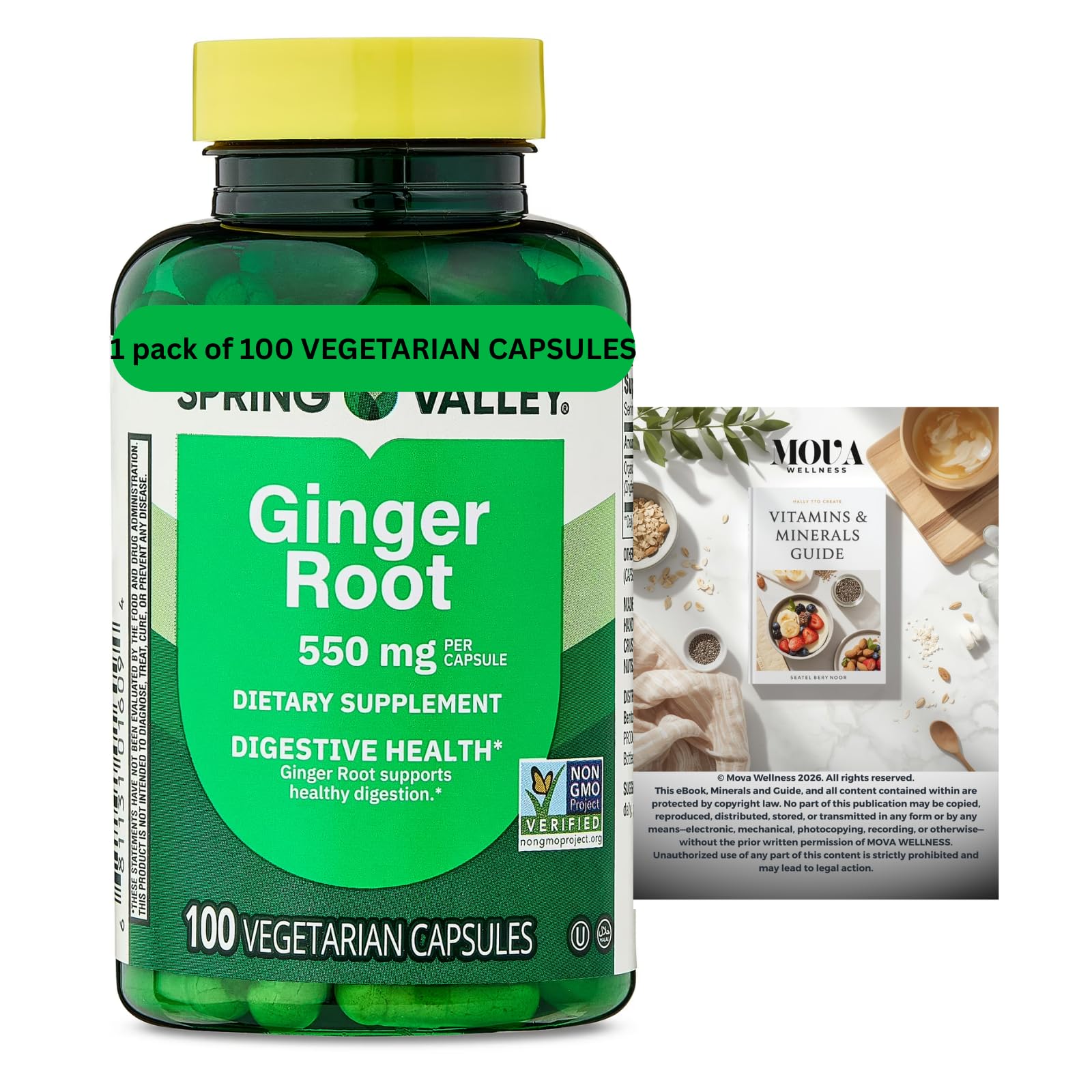 Generic Ginger Root 550 mg Capsules, 100 Count
