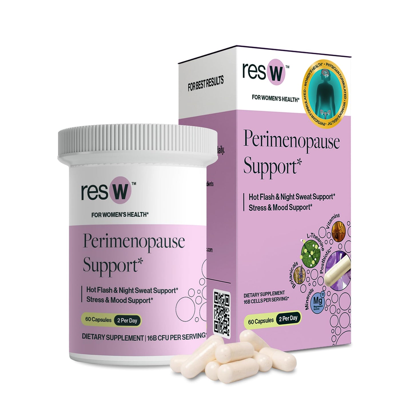 ResBiotic Perimenopause Postbiotic Supplement for Women Capsules, 60 Count