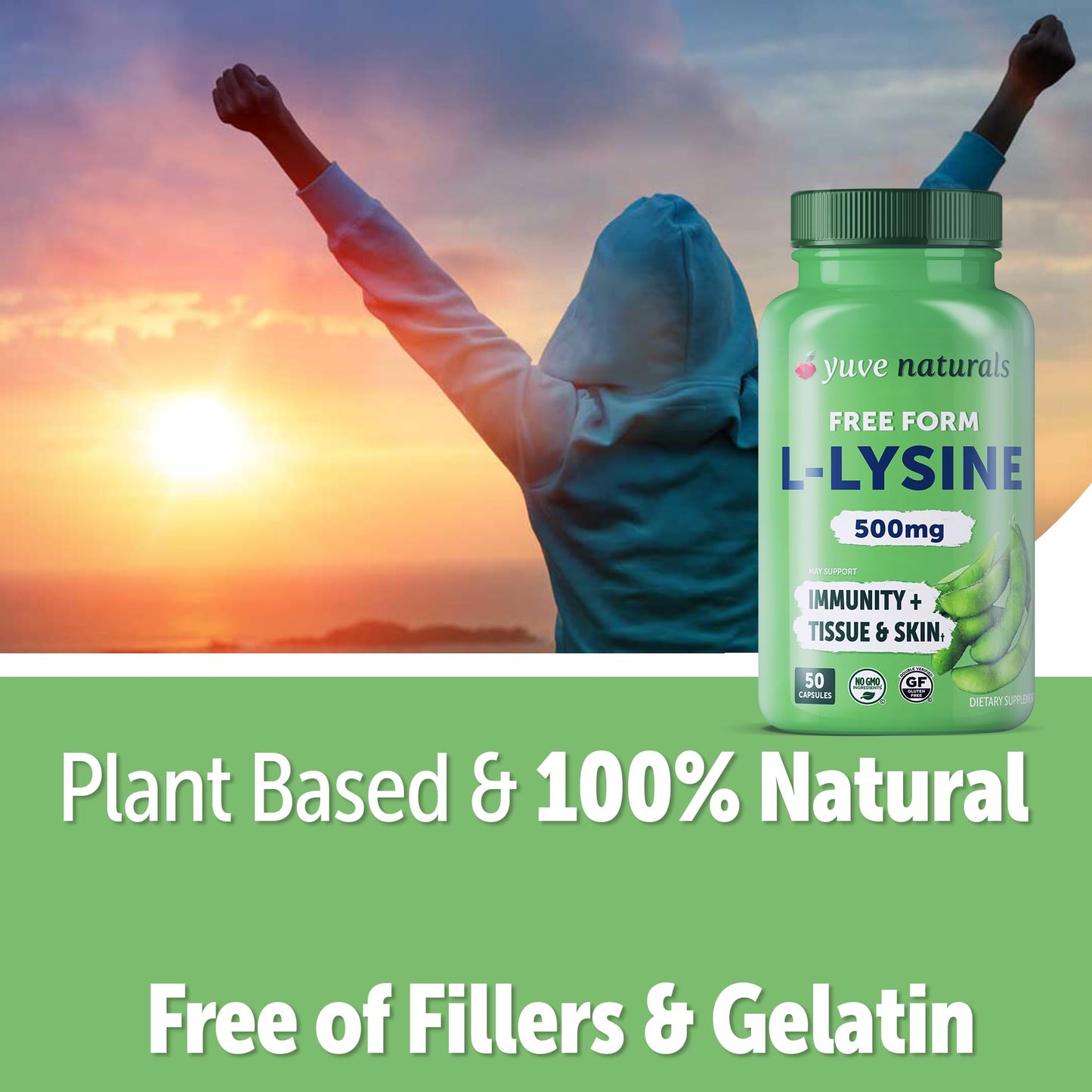 Yuve L-Lysine 500 mg Capsules, 50 Capsules
