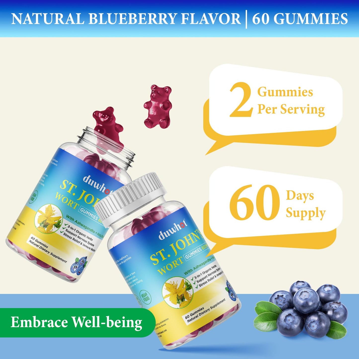 duwhot St John's Wort Gummies 120 ct