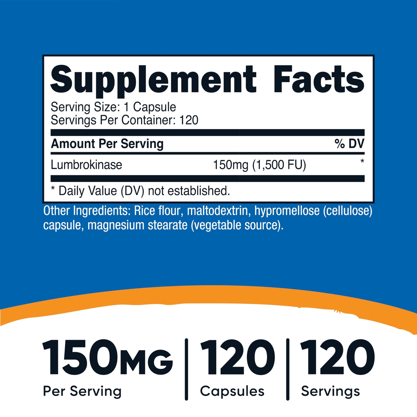Nutricost Lumbrokinase 150mg Capsules, Gluten-Free, GMO-Free, 120 Capsules