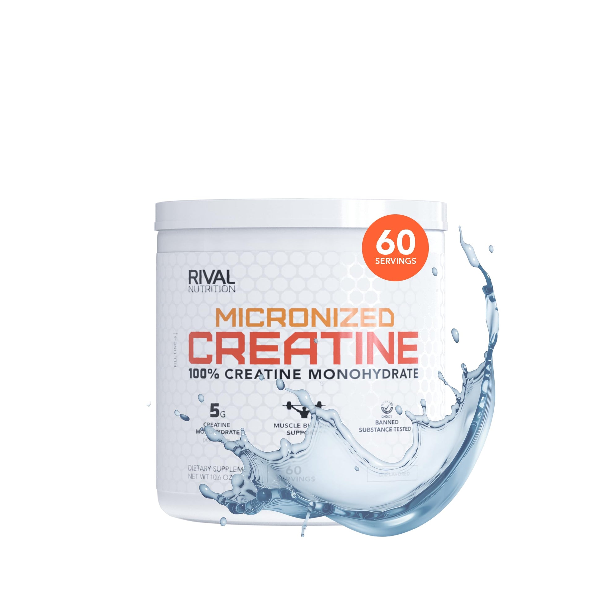 RIVAL NUTRITION Micronized Creatine I 100% Creatine Monohydrate Powder, 60 Servings