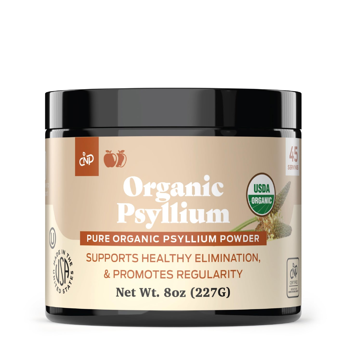 Complete Natural Products Organic Psyllium Husk Powder & Fiber Supplement Bulk Pure Organic Whole Unflavored Psyllium Seed, 8 Ounce
